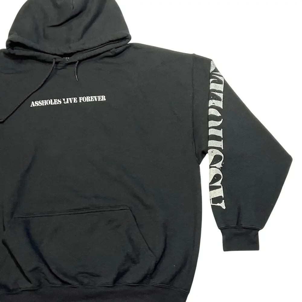 As*holes Live Forever Hoodie Mens 2XL Black Skull Sweatshirt Linda Finegold